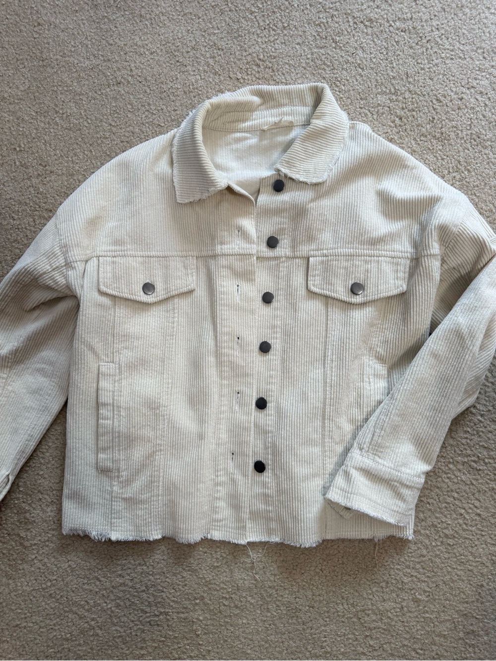 Mystree Cream Corduroy Button-Front Jacket
